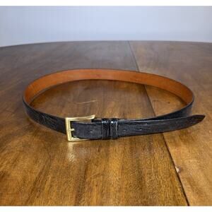Brooks Brothers Genuine Calf Black Leather Buckle Dress Belt 1 1/8” USA Mens 38